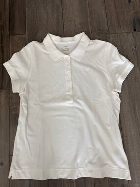 Talbots White Short-Sleeve Polo with Dragonfly Embroidery